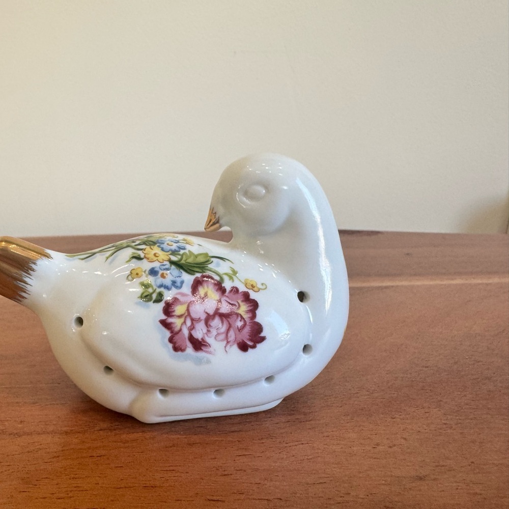 Floral Ceramic Bird Figurine